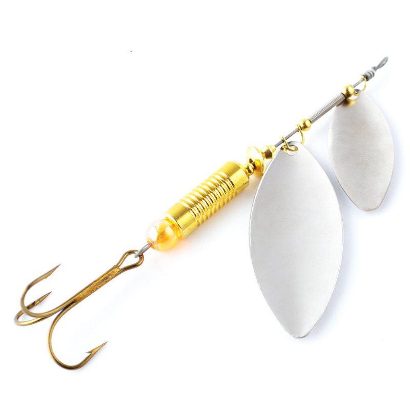 Double Spoon Paljetter Bass Lure Bait Minnow Fishing Trippelkrok Med Krok