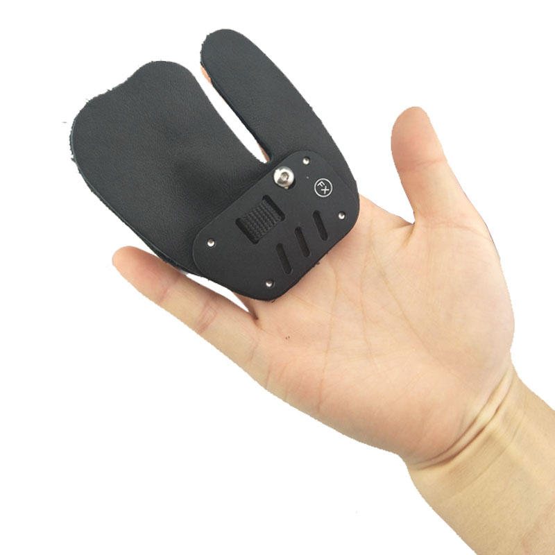 Läder Bågskytte Finger Guard Protector Handske Flik Frigöring För Jakt Recurve Compound Bow Longbow