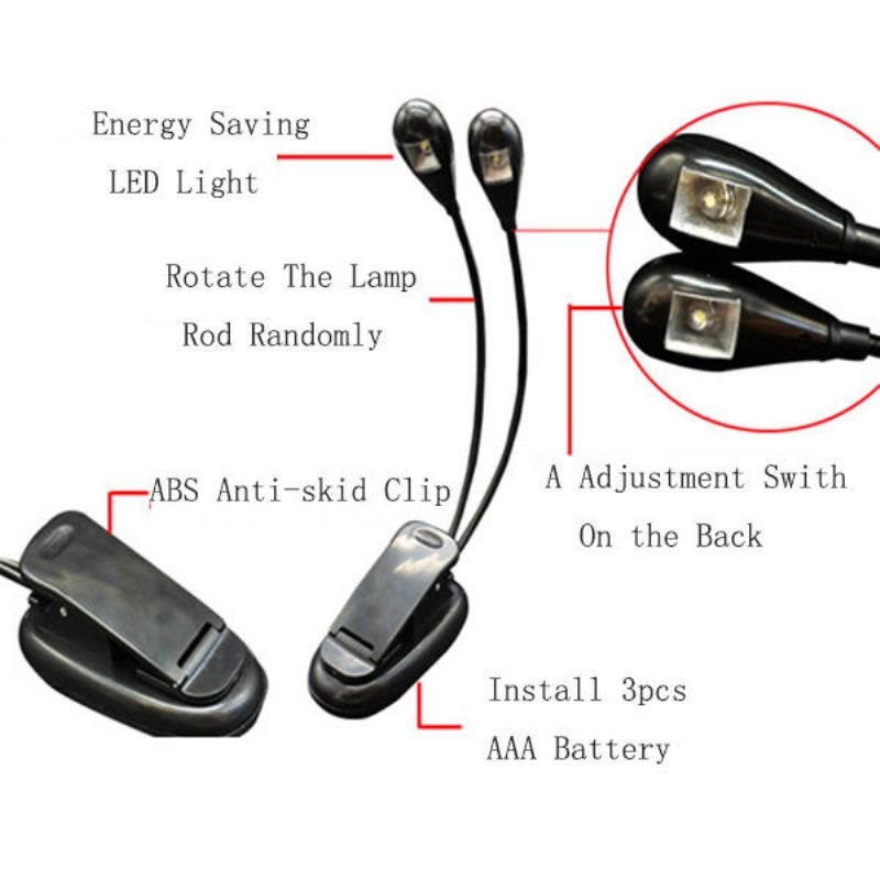 Mini Energibesparande Led Dubbla Fiskeljus Bärbar Clip Lamp Bait Light Nattfiske