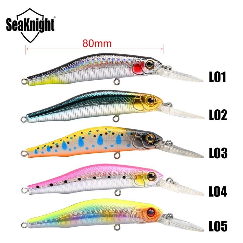 Seaknight Sk022 1st 9g 80mm 0-1.5m Djup Minnow Fiske Lure Bkk Krokar Hårda Beten