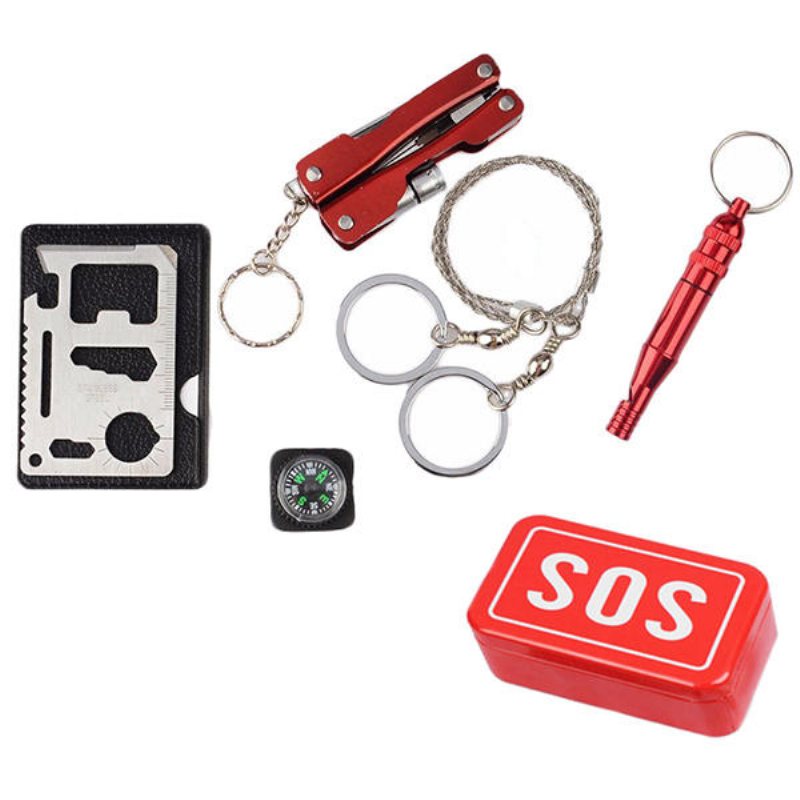 Sos Emergency Equipment Tool Kit Första Hjälpen Box Fisketillbehör Utomhus Överlevnadsutrustning