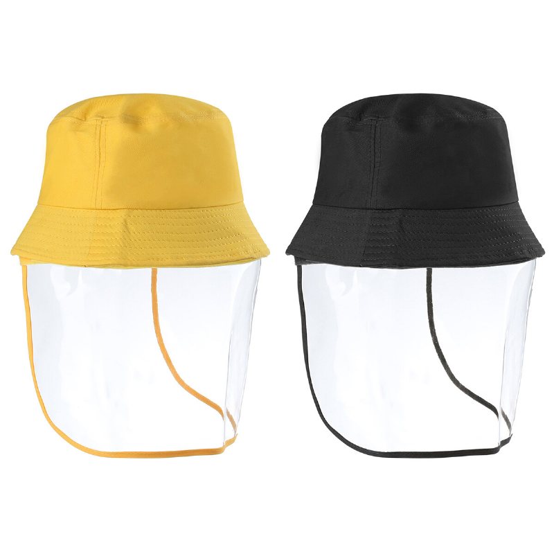 Utomhus Transparent Full Face Shied Hat Skyddande Bucket Hat Avtagbar Anti-spott Dammtät Ansiktsmask Fiskehatt