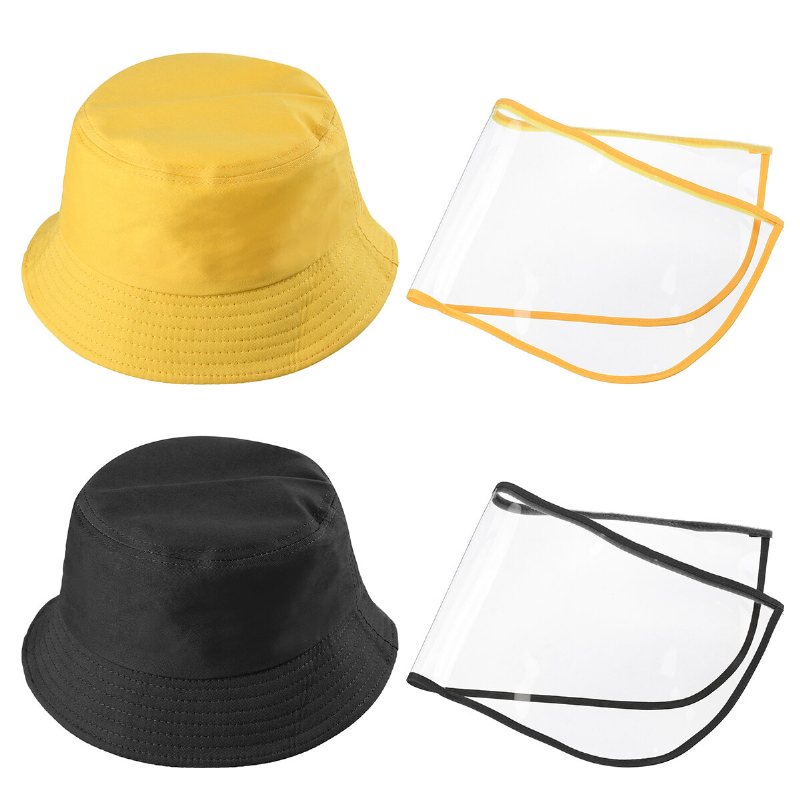 Utomhus Transparent Full Face Shied Hat Skyddande Bucket Hat Avtagbar Anti-spott Dammtät Ansiktsmask Fiskehatt