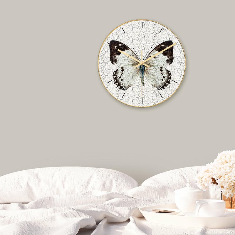 Cc012 Creative Butterfly Pattern Väggklocka Mute Wall Clock Quartz För Hemkontorsdekorationer