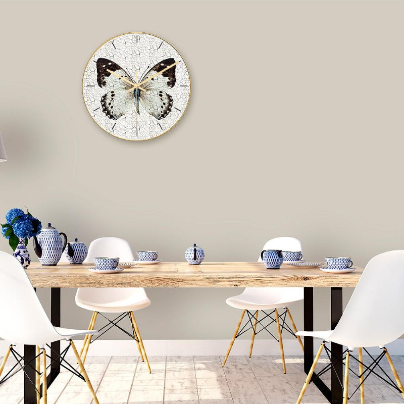 Cc012 Creative Butterfly Pattern Väggklocka Mute Wall Clock Quartz För Hemkontorsdekorationer