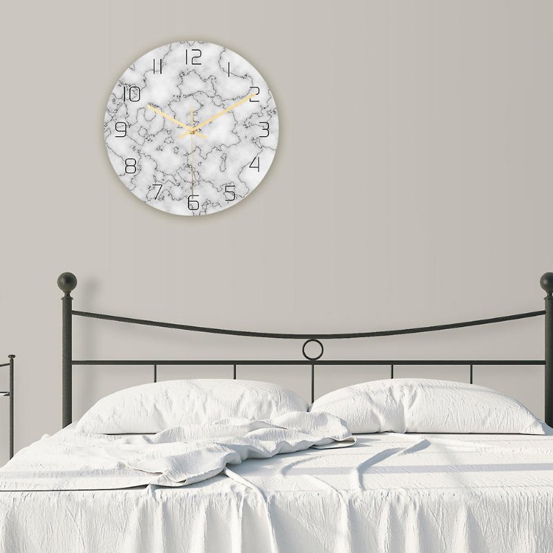 Cc014 Creative Marble Pattern Väggklocka Mute Wall Clock Quartz För Hemkontorsdekorationer