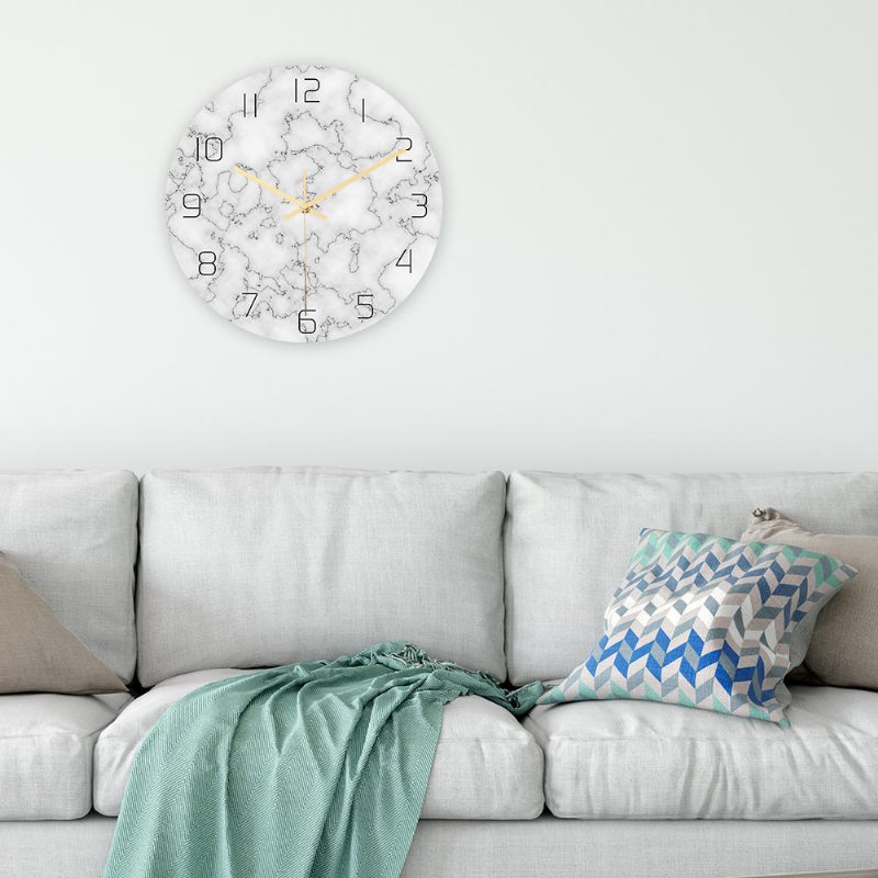 Cc014 Creative Marble Pattern Väggklocka Mute Wall Clock Quartz För Hemkontorsdekorationer