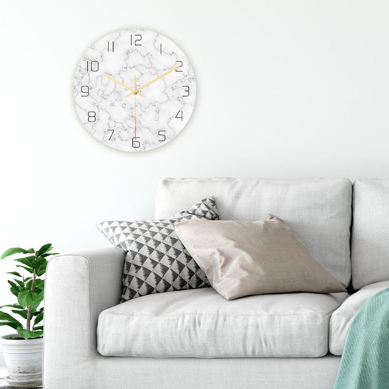 Cc014 Creative Marble Pattern Väggklocka Mute Wall Clock Quartz För Hemkontorsdekorationer