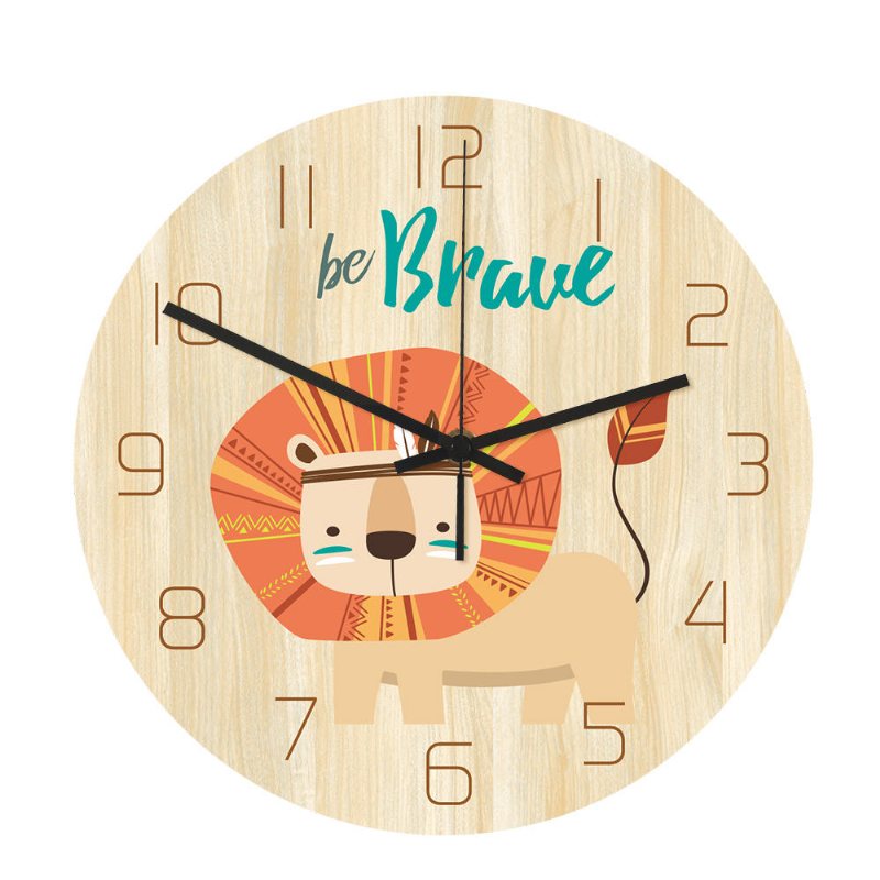 Cc032 Creative Lion Pattern Väggklocka Mute Wall Clock Quartz För Hemkontorsdekorationer