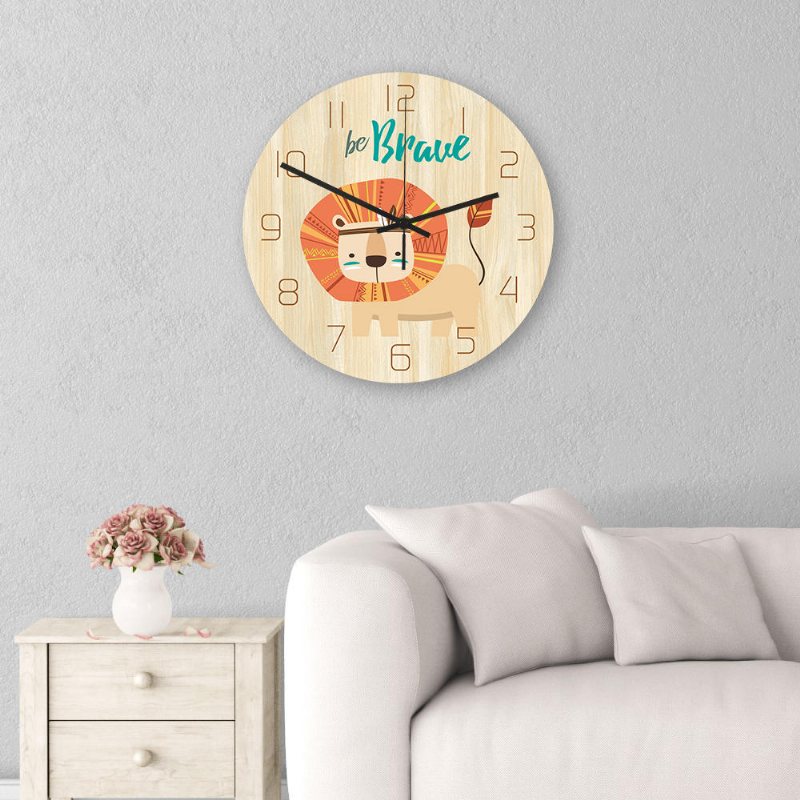 Cc032 Creative Lion Pattern Väggklocka Mute Wall Clock Quartz För Hemkontorsdekorationer