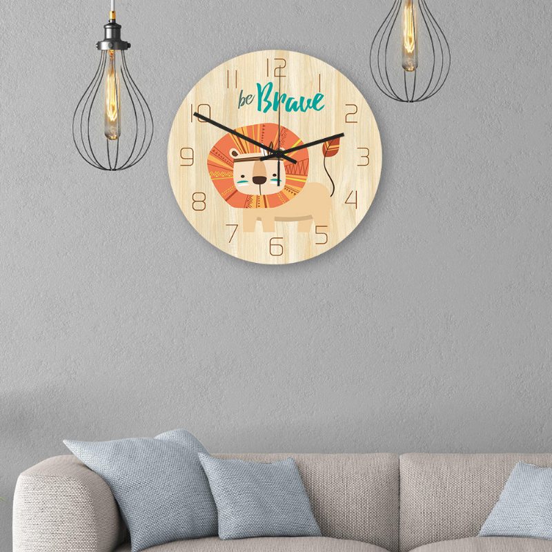 Cc032 Creative Lion Pattern Väggklocka Mute Wall Clock Quartz För Hemkontorsdekorationer