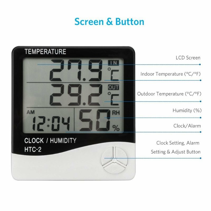 Digital Hygrometer Lcd Temperatur Luftfuktighet 3m Probe Cord Stor Display