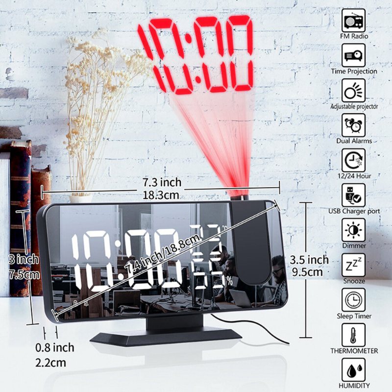 Led Digital Väckarklocka Elektronisk Led-projektor Desktop Projektionsväckarklocka Smart Home Bedroom Bedside Klocka