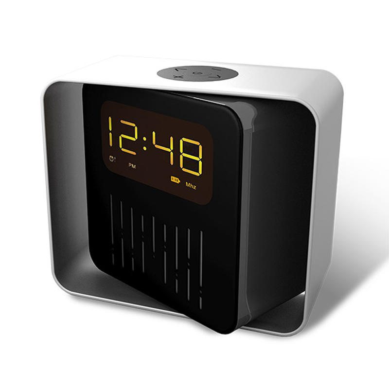 Usb Laddnings-led Bt/tf/fm Bluetooth-högtalare 360 Rotation Radio Alarm Clock