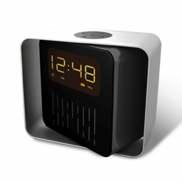 Usb Laddnings-led Bt/tf/fm Bluetooth-högtalare 360 Rotation Radio Alarm Clock