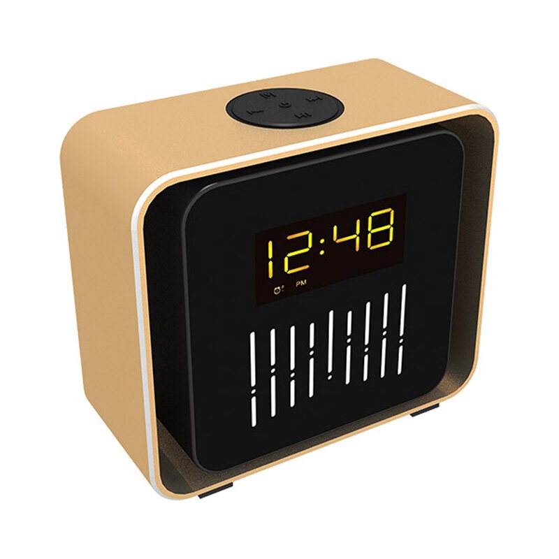 Usb Laddnings-led Bt/tf/fm Bluetooth-högtalare 360 Rotation Radio Alarm Clock