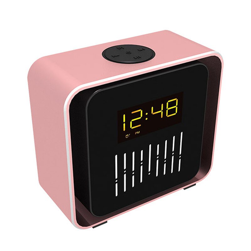 Usb Laddnings-led Bt/tf/fm Bluetooth-högtalare 360 Rotation Radio Alarm Clock