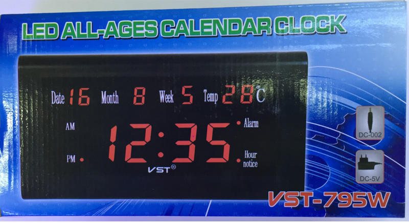 Vst St-5 12/24 Timmar Desktopklocka Stort Antal Lcd-skärm Temperatur Datum Vecka Månad Tabellklocka