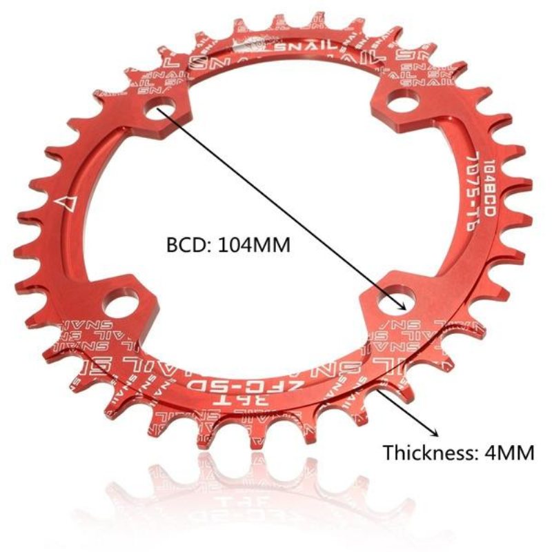 104mm Cykel Smal Bred Enkelhastighet Oval Cirkel Kedjering 36t