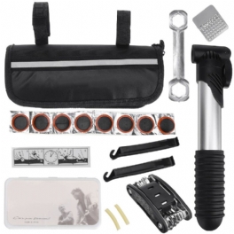 12st/set Cykel Mtb Reparation Patch Tool Kit Inner Tube Däck Cykelpump + Insexnyckel + Kofot