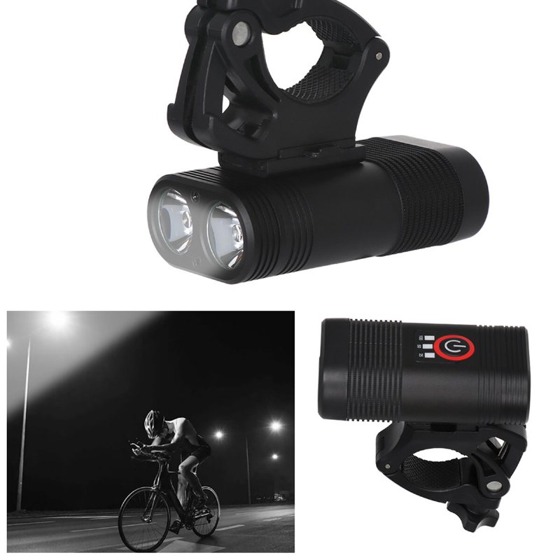 3000lm Dubbel Led Uppladdningsbar Cykel Head Light Type-c Lampa + Roterande Fäste Pannlampa