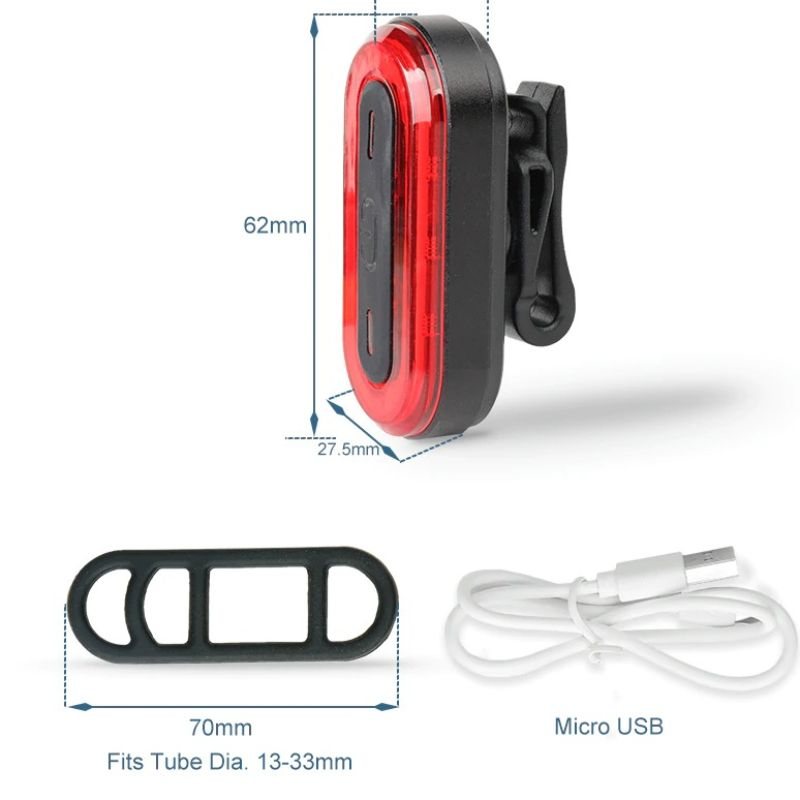 Bakljus Cykel Baklampa Usb Charge Led