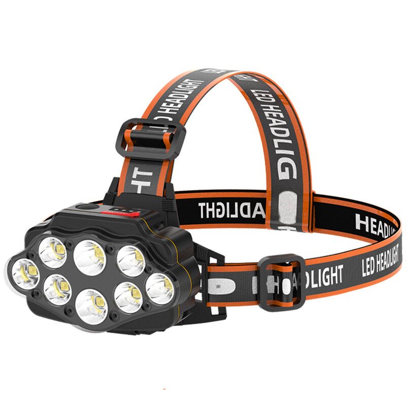 Bikight 4-lägen 8*xpg Led-strålkastare Usb Uppladdningsbar Long Shoot Camping Head Light 18650 Fiskelykta Vattentät Huvudfackla Ficklampa