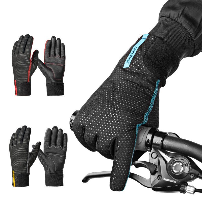 Coolchange Cykelhandskar Vinter Termisk Vindtät Full Finger Anti-slip Pekskärm Cykel