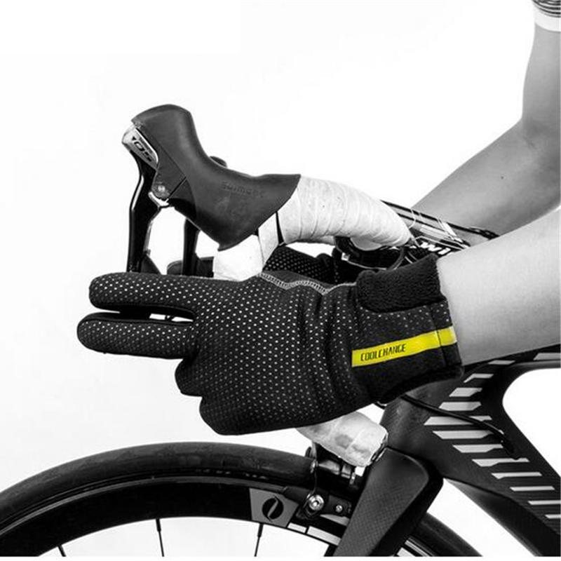 Coolchange Cykelhandskar Vinter Termisk Vindtät Full Finger Anti-slip Pekskärm Cykel