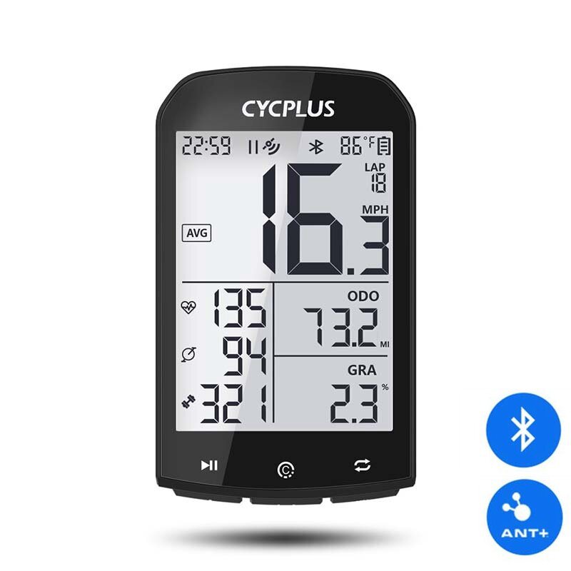 Cycplus M1 Gps Cykeldator Trådlös Med Bluetooth 4.0 Ant+ Cykelhastighetsmätare Vattentät Lcd Bakgrundsbelysning Cykel Vägmätare Stoppur Cykeltillbehör För Mtb Landsvägscykel/stadscykel