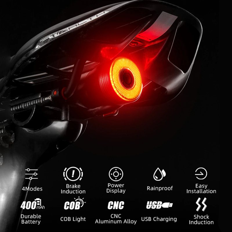 Cykel Smart Auto Brake Sensing Light Ipx6 Vattentät Led