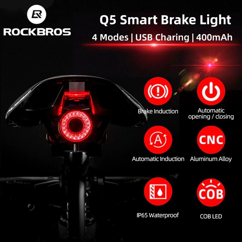 Cykel Smart Auto Brake Sensing Light Ipx6 Vattentät Led