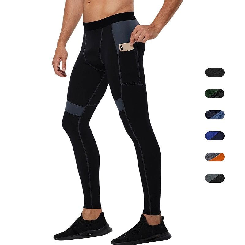 Herr Leggings Kompressionsbyxor Strumpbyxor Byxor Med Fickor Workout Running