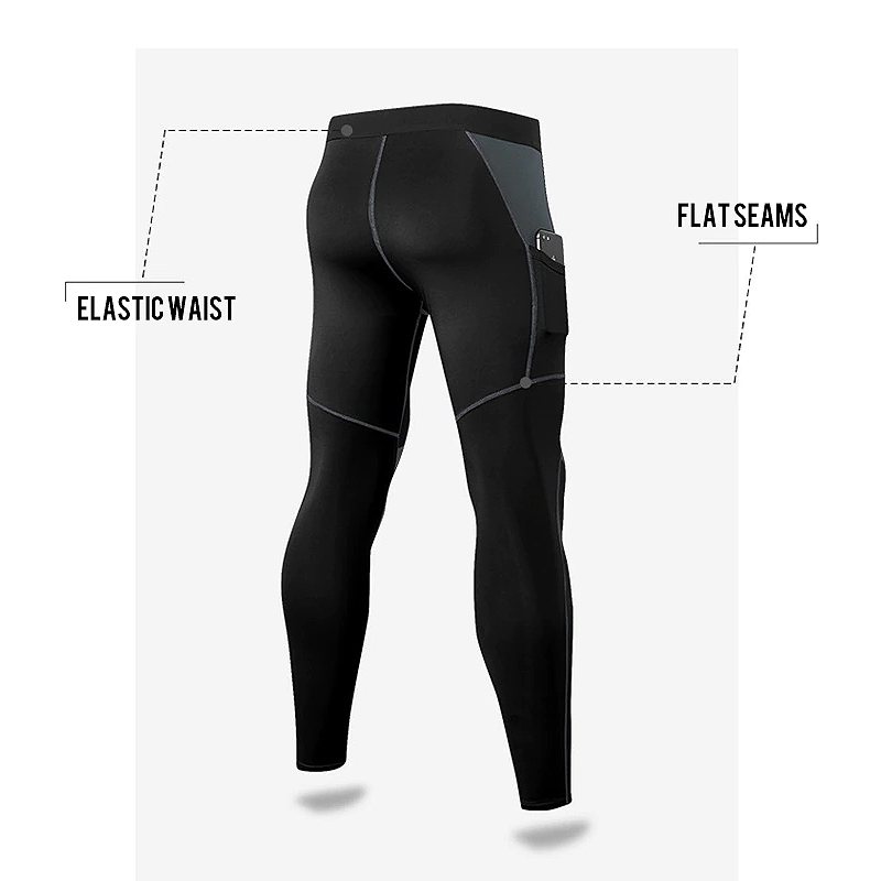 Herr Leggings Kompressionsbyxor Strumpbyxor Byxor Med Fickor Workout Running