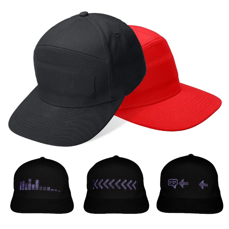 Led Display Keps Cool Hat Skärm Ljus Bluetooth Trådlös App Kontroll Usb Mode Hatt