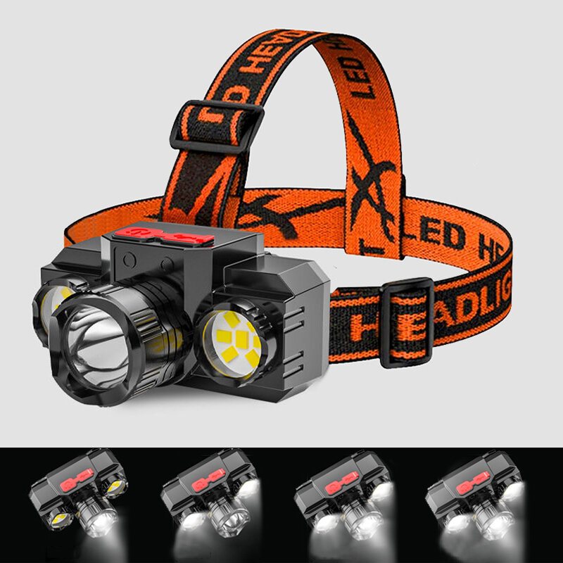 Led+osl Pannlampa Super Bright 4 Modes 500m Lång Räckvidd Usb Laddning Multifunktion Vattentät Ficklampa Fiske Camping Cykling Head Torch