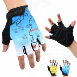 Mountain Cycling Handskar Half Finger Bike Motocross Sport Cykelkarta Skriv Ut Motorcykelvante