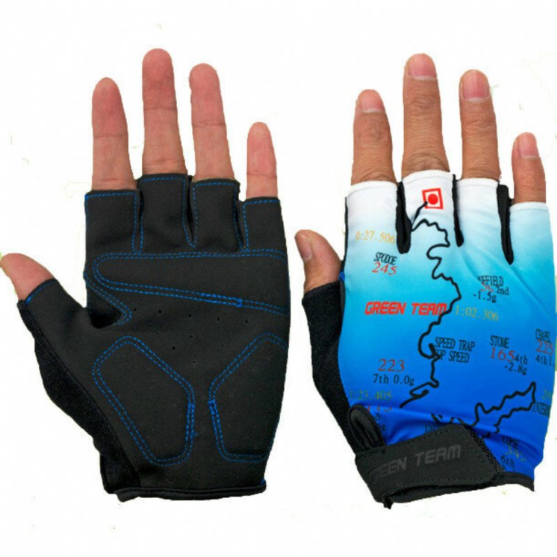 Mountain Cycling Handskar Half Finger Bike Motocross Sport Cykelkarta Skriv Ut Motorcykelvante