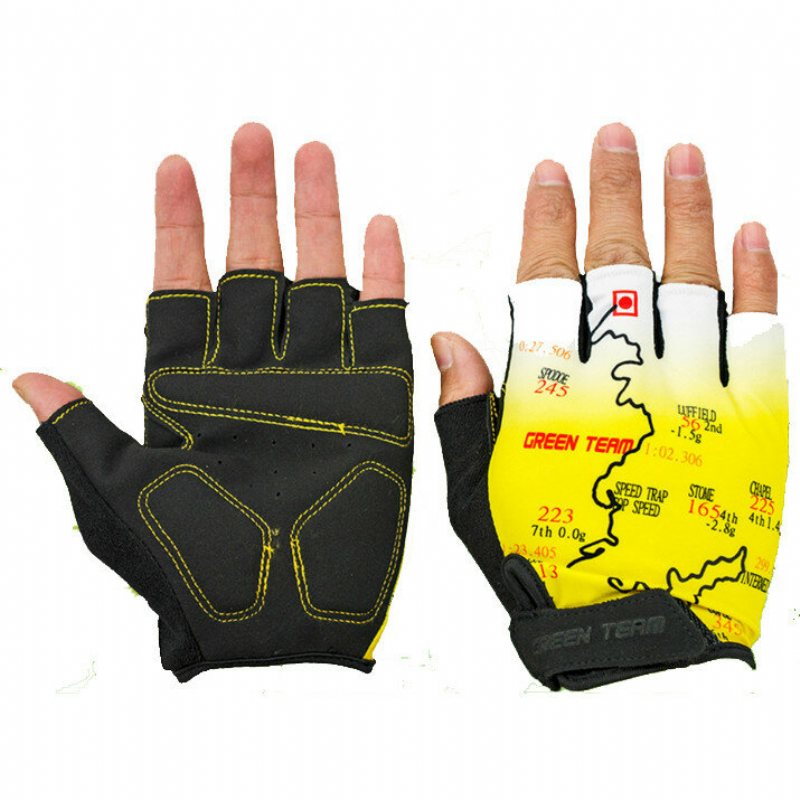 Mountain Cycling Handskar Half Finger Bike Motocross Sport Cykelkarta Skriv Ut Motorcykelvante