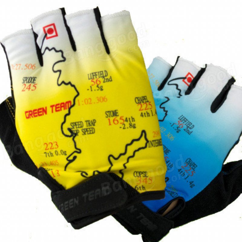 Mountain Cycling Handskar Half Finger Bike Motocross Sport Cykelkarta Skriv Ut Motorcykelvante