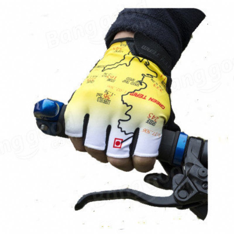 Mountain Cycling Handskar Half Finger Bike Motocross Sport Cykelkarta Skriv Ut Motorcykelvante