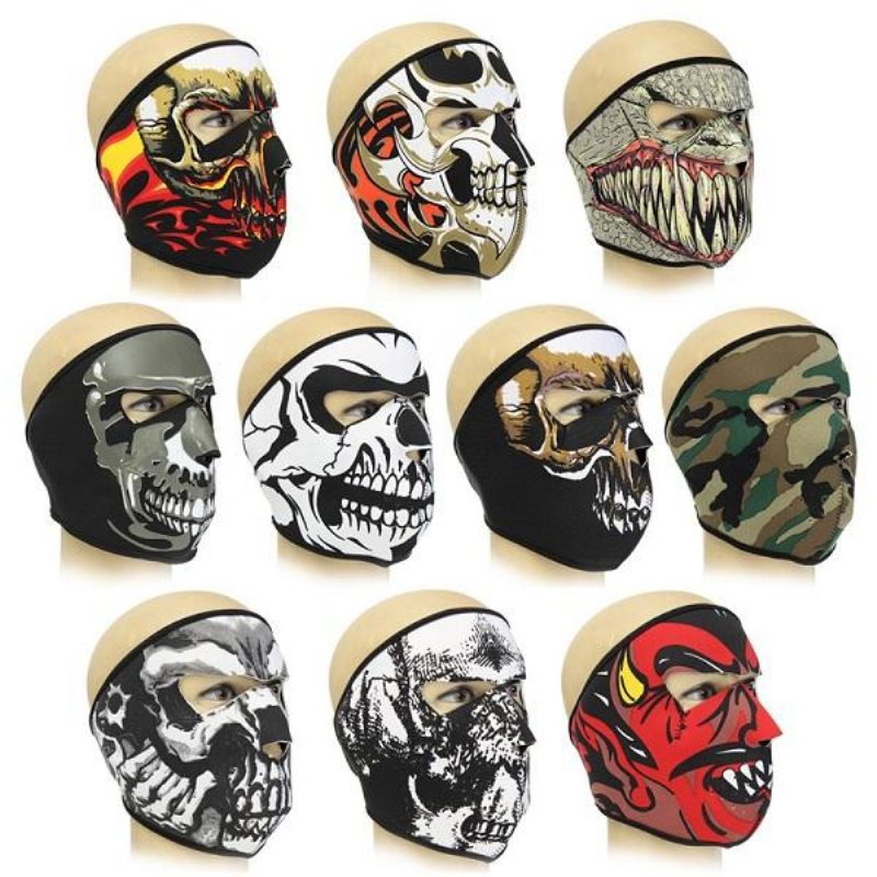 Neopren Full Face Vändbar Biker Skateboard Motorcykel Skrämmande Sports Mask Cs