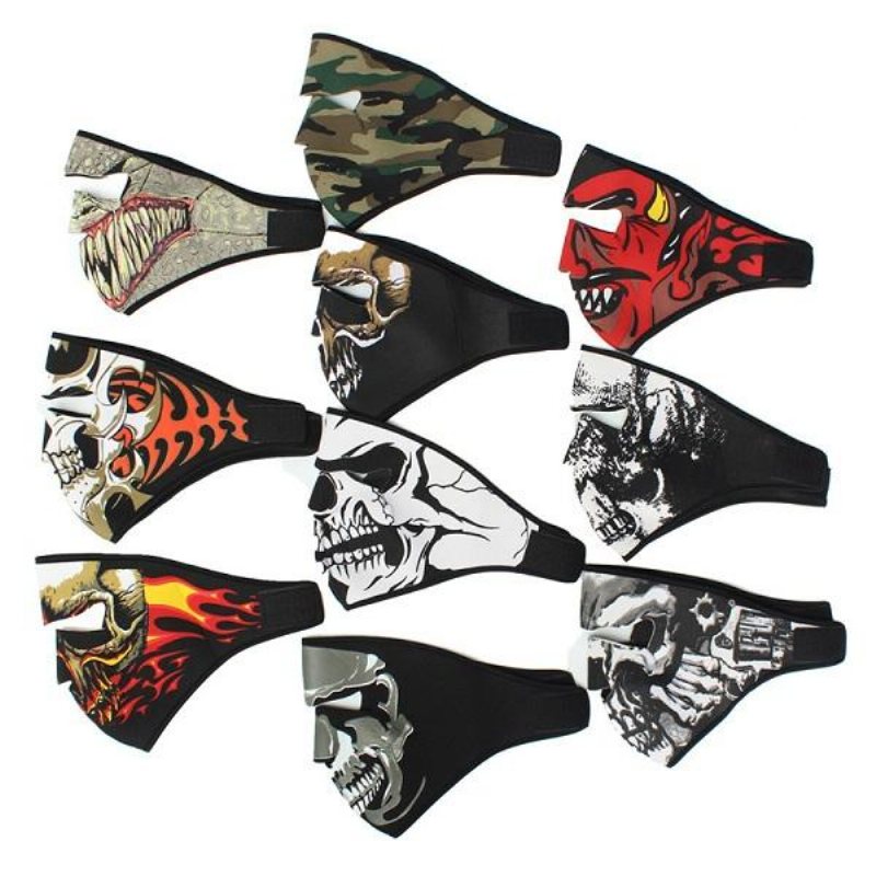 Neopren Full Face Vändbar Biker Skateboard Motorcykel Skrämmande Sports Mask Cs