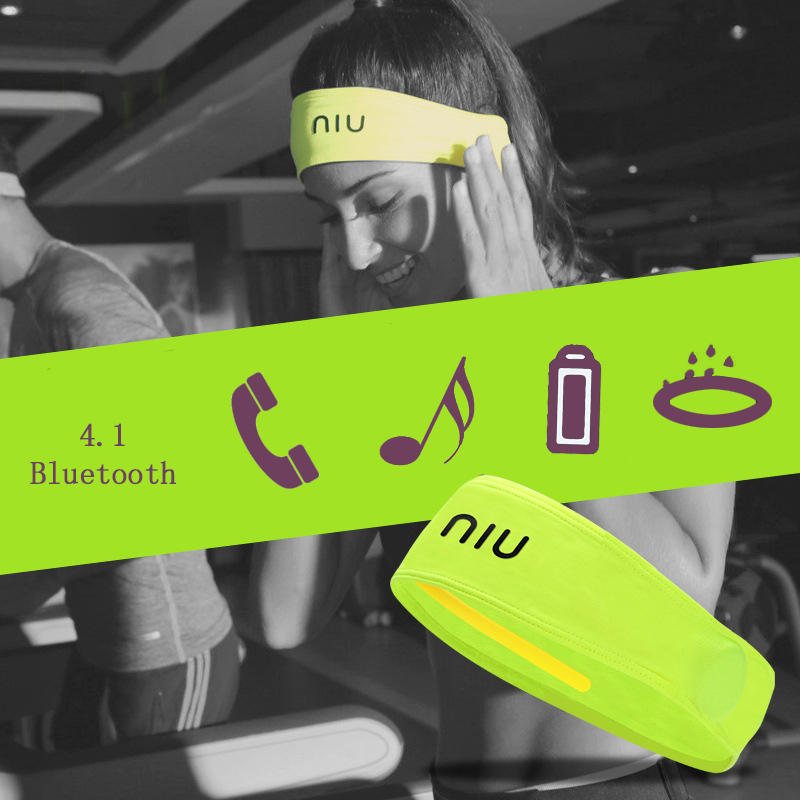 Niu Headbrand Svettband Bluetooth 4.1v Inbyggd Mikrofon Svettledarbälte För Träning