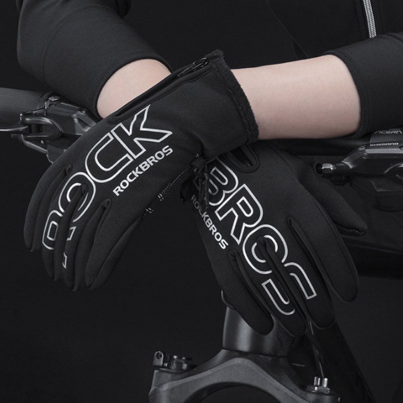 Rockbros S091-4 Vintervarma Cykelhandskar Fullfinger Pekskärm Ridning Mtb Cykel Motorcykel