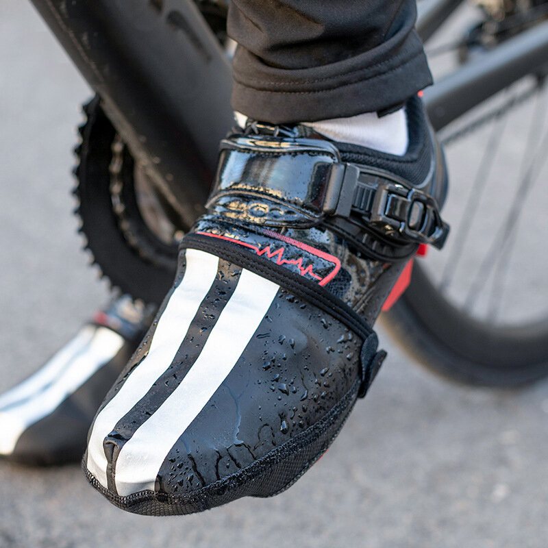 Rockbros Vattentäta Termiska Cykelskoöverdrag Vindtäta Reflekterande Pu-läder Slitstarkt Män Dam Overshoes Protector