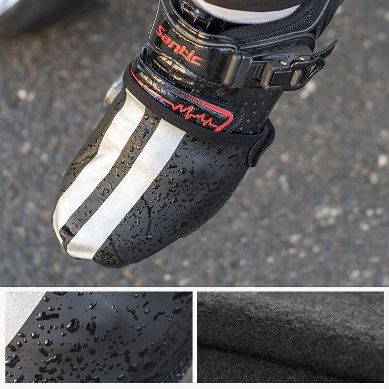 Rockbros Vattentäta Termiska Cykelskoöverdrag Vindtäta Reflekterande Pu-läder Slitstarkt Män Dam Overshoes Protector