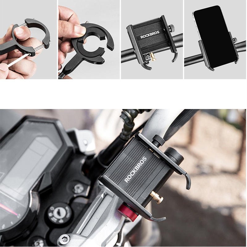 Rockbros Yq-001 Hållare För Handstång/backspegeltyp För 3.5-6.5 Tums Telefoner Utomhuscykling 360° Vridbar Usb-uppladdningsbar Telefonhållare Cykelmobilklämma