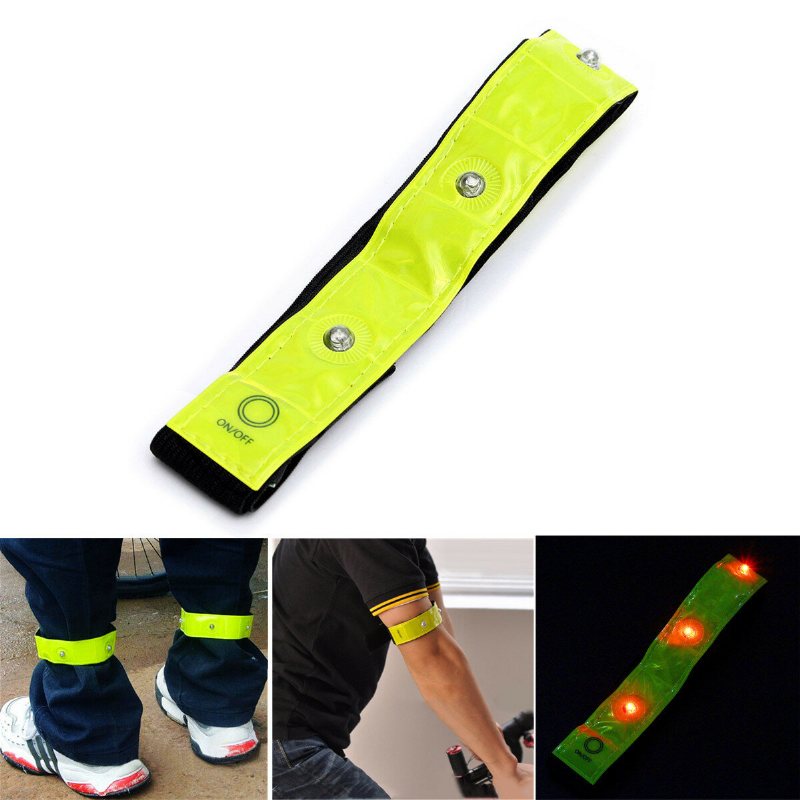 Säkerhet Gult Armband Ljus Reflexband Nattvarning Ridning Ficklampa För Löpning Cykling Jogging Promenader