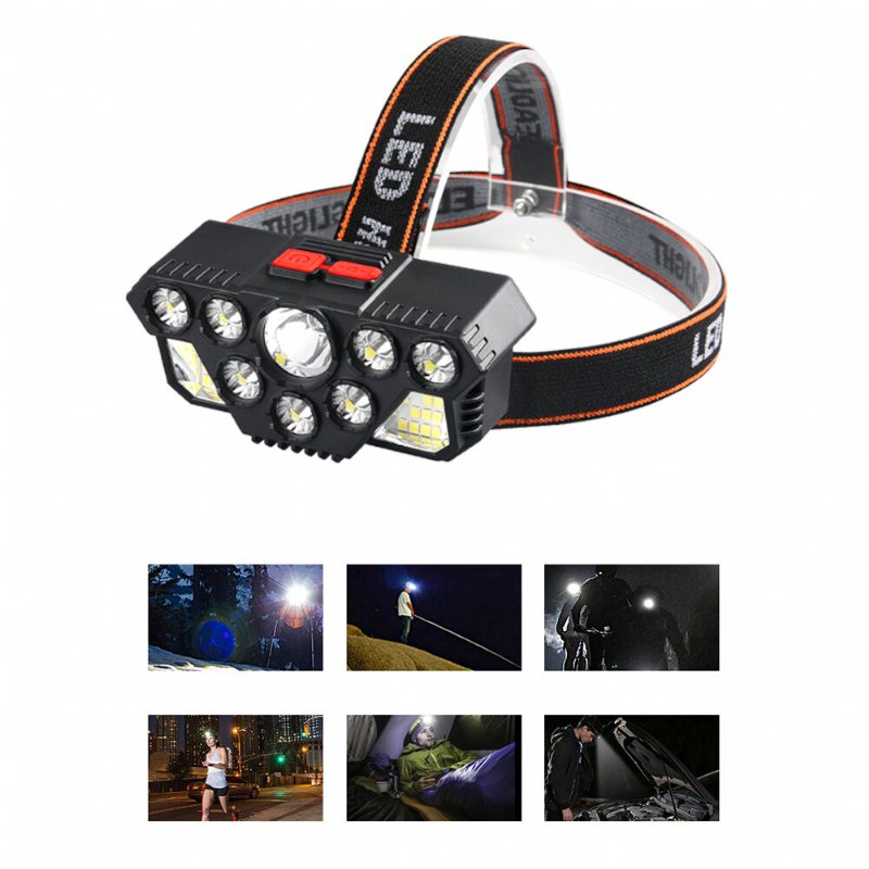 Strong Light Strålkastare 8led+20smd Super Bright Usb Uppladdningsbar Ficklampa Utomhus Fiske Lampa